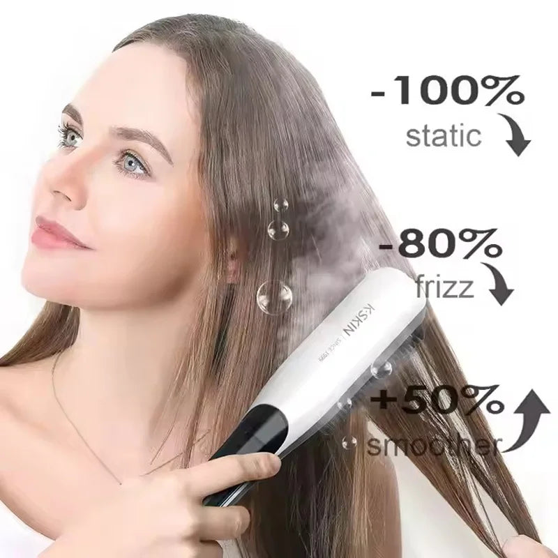 Brosse Lissante Vapeur Portable — Chauffage PTC & Spray Nano