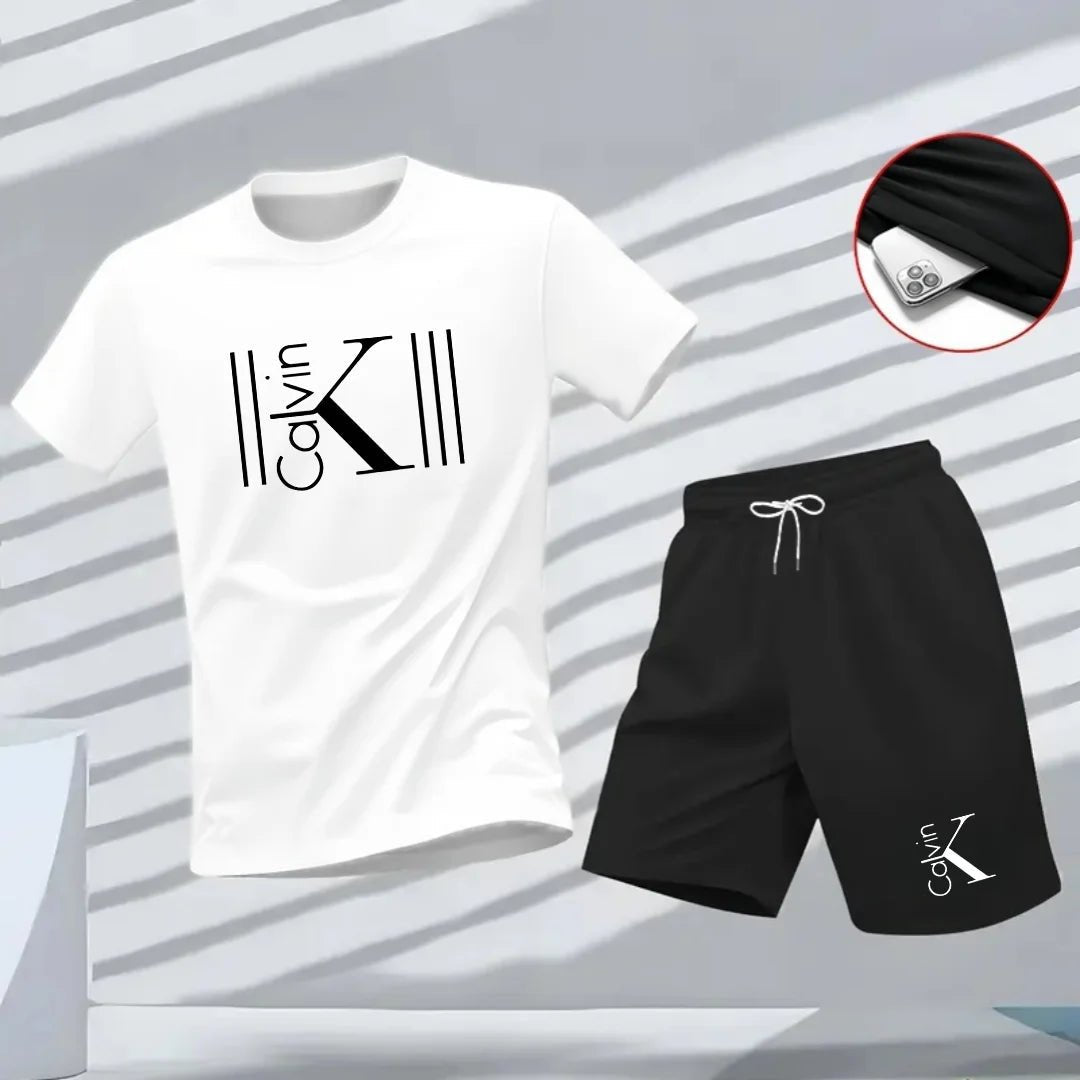 Ensemble 2 Pièces Homme – T-Shirt Imprimé & Short Sport Été - ScopBazar