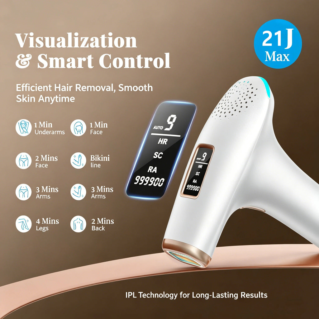 Épilateur IPL 3 en 1 – 999 900 Flashs, Double Mode, Usage Corps Entier