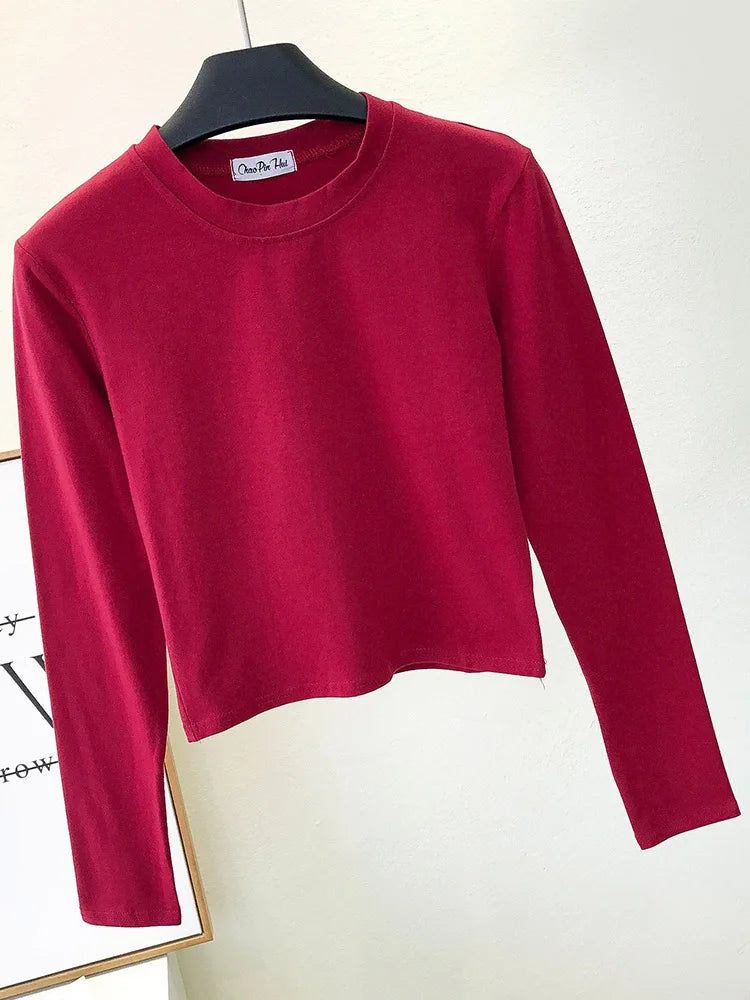 Top Court Casual Femme Manches Longues