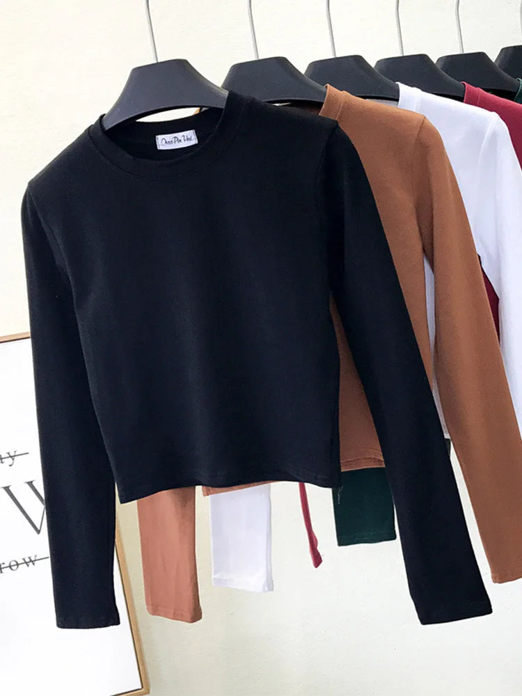 Top Court Casual Femme Manches Longues