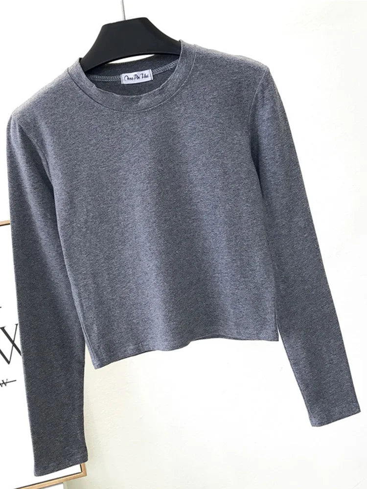 Top Court Casual Femme Manches Longues