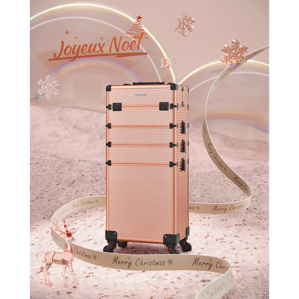 Valise Maquillage Professionnelle 4-en-1 SONGMICS – XXL Dorée