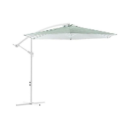 Parasol de Jardin Rayé Vert & Blanc 3m — Terrasse & Piscine