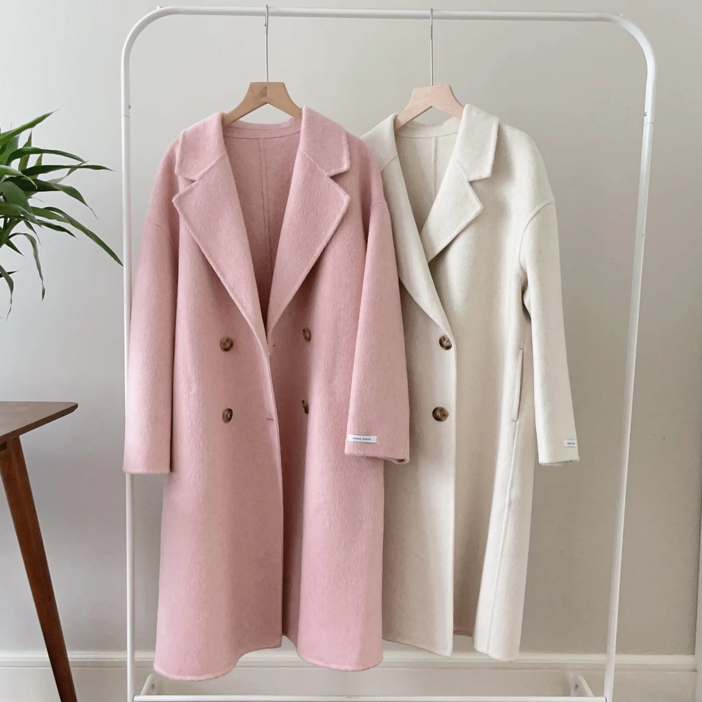 Manteau Long en Laine Femme – Double Boutonnage, Style Ample, Cachemire Automne Hiver - ScopBazar