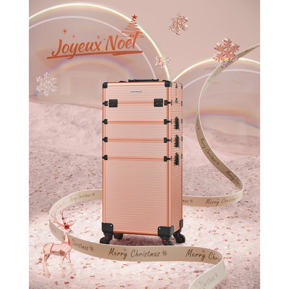 Valise Maquillage Professionnelle 4-en-1 SONGMICS – XXL Dorée - ScopBazar