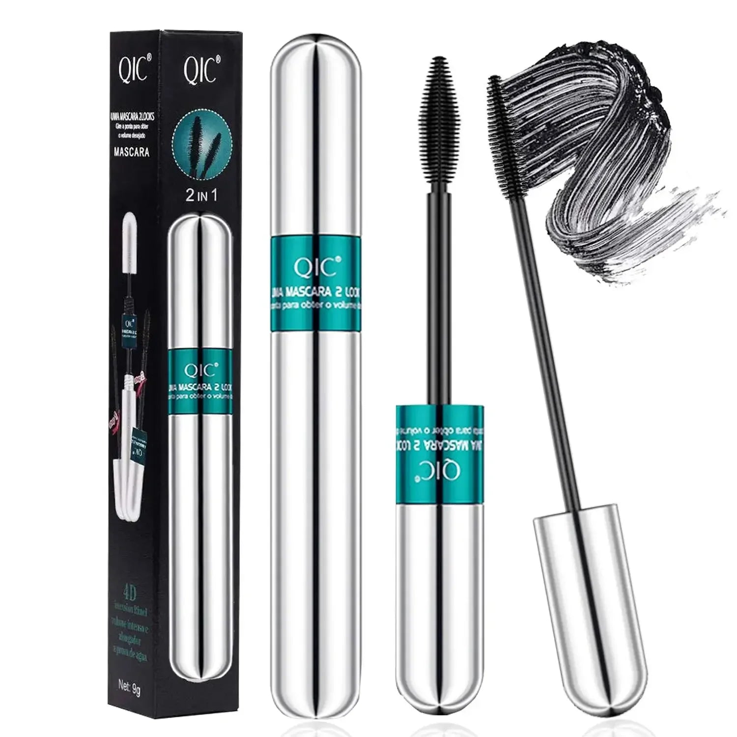 Mascara QIC 4D Silk Fiber 2 en 1 — Waterproof & Volumisant - ScopBazar