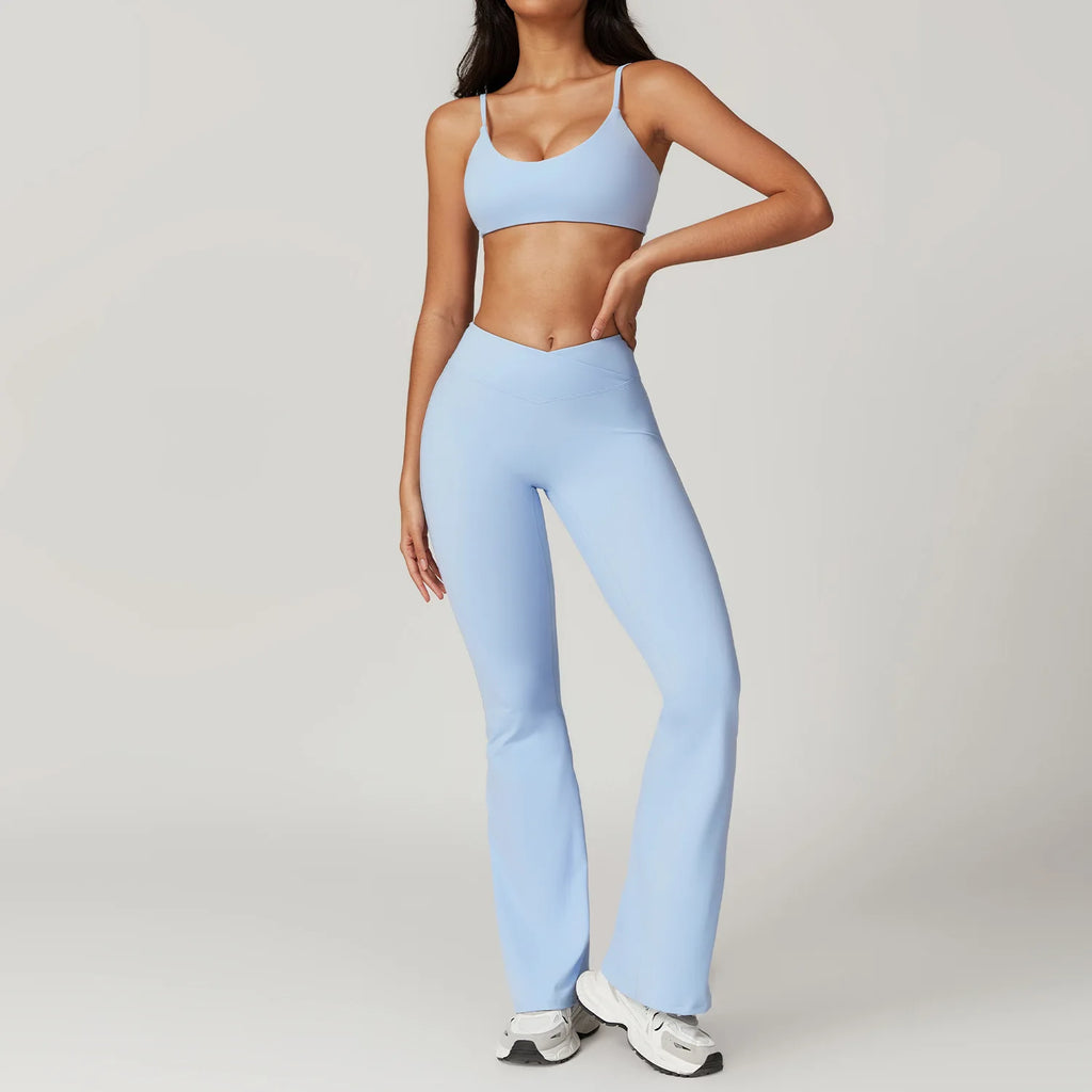 Ensemble Sportswear Yoga Femme 2 Pièces – Crop Top Manches Courtes + Legging Taille Haute - ScopBazar