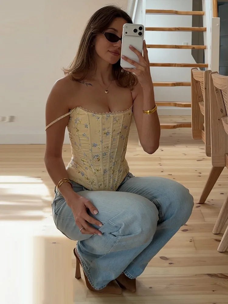 Top Sans Manches Femme – Imprimé Floral, Dos Lacé, Coupe Slim Gainante, Été 2026 - ScopBazar