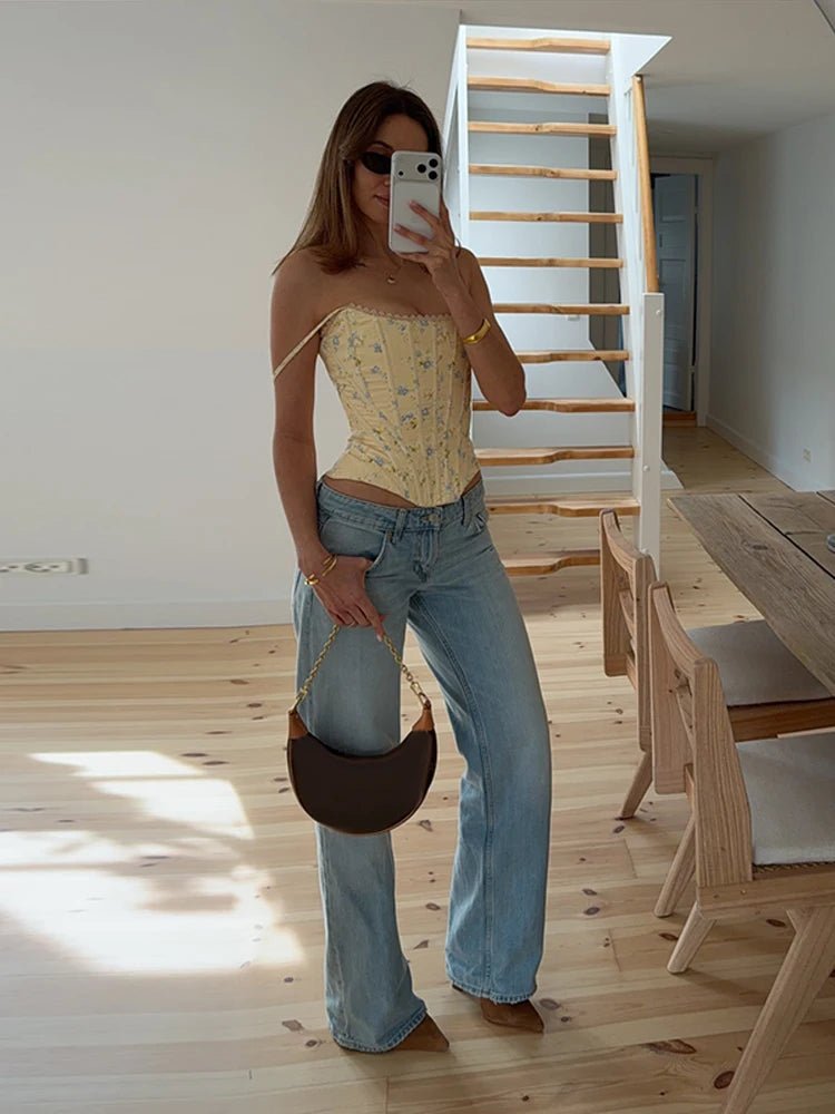 Top Sans Manches Femme – Imprimé Floral, Dos Lacé, Coupe Slim Gainante, Été 2026 - ScopBazar