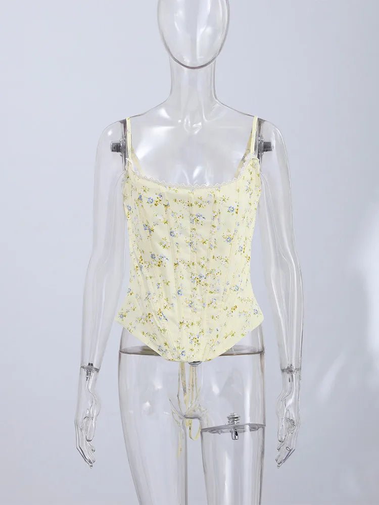 Top Sans Manches Femme – Imprimé Floral, Dos Lacé, Coupe Slim Gainante, Été 2026 - ScopBazar